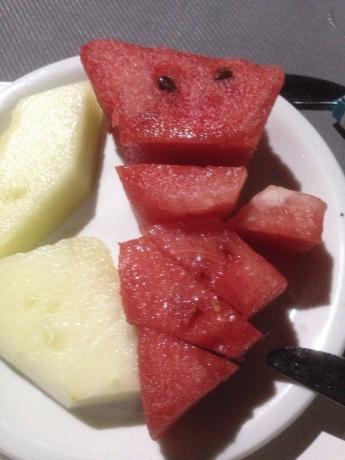 Sadje. Hotel je bil vedno sadje: lubenica, melona, ​​slive, grozdje. 