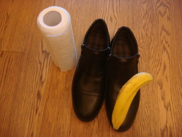 Slika, ki jih je avtor izvedel (nohte čevlje lupino iz banan)