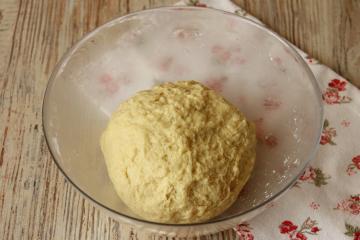 Okusne pesek kolač polnjene s čebulo in topljenim sirom